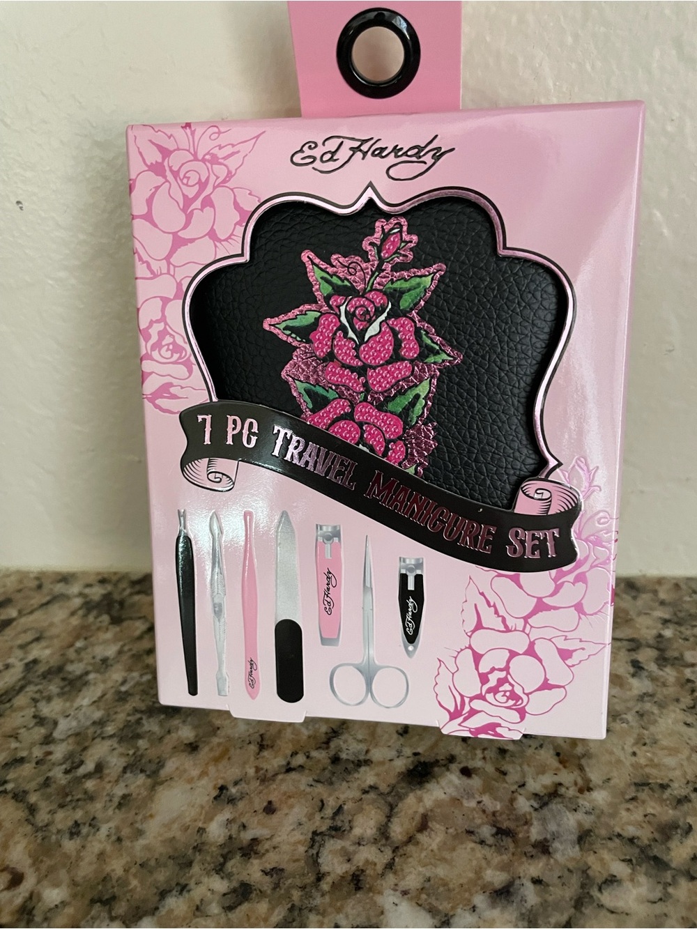Ed Hardy Pink and Black Floral Travel Manicure Kit